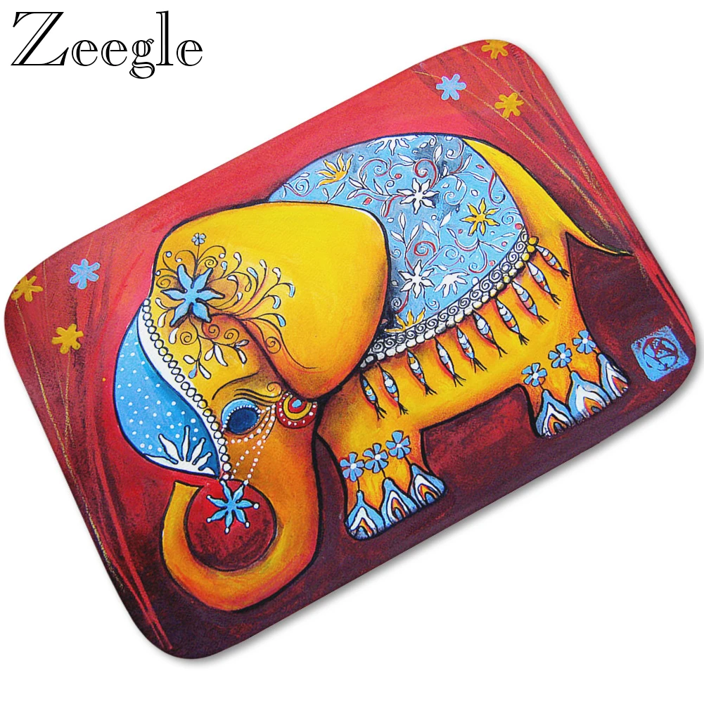 Zeegle Funny Animal Printed Doormat Flannel Home Decoration Non-slip Floor Mat Outdoor Front Door Mats Soft Foot Rug