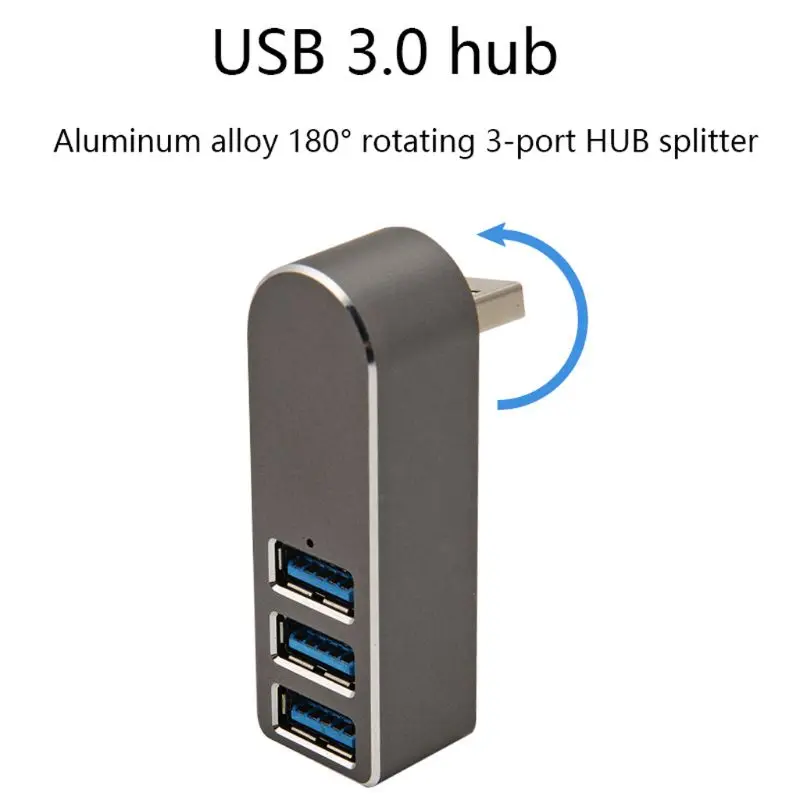 Алюминиевый сплав мини 3 порта USB 3,0 концентратор поворотный USB разветвитель адаптер для ПК ноутбука