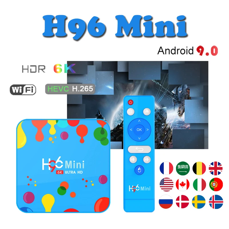 

Set-Top-Box-H96 MINI Android 9.0 Media-Player-Box Allwinner H6 Quad Core 6K H.265 4GB RAM 128GB ROM support Youtube