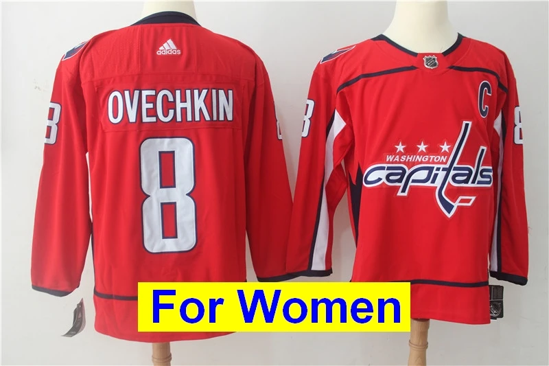 Все прошитой Для женщин Washington TJ Oshie Александра Овечкина Tom Holtby Nicklas Backstrom Braden Евгений Кузнецова Майки - Цвет: as photo
