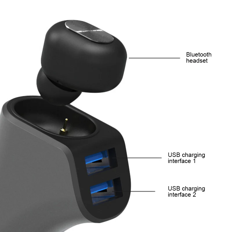 Беспроводная bluetooth-гарнитура, автомобильное зарядное устройство, наушники, многофункциональный двойной USB HSJ-19