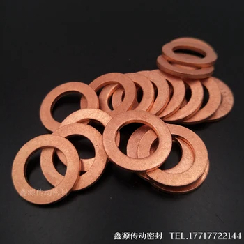 

Copper Flat Washer M10 Seal Gasket inner diameter 10mm Sealing Ring Thin Sheet T3 Red copper washer