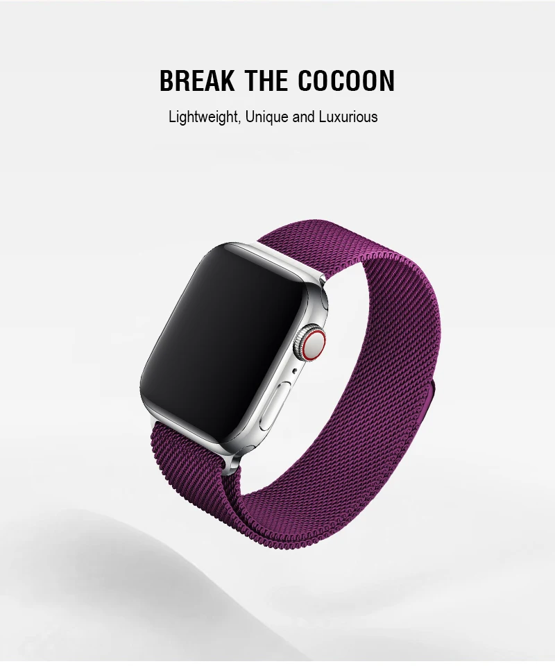 Для Apple Watch Series 5 4 Milanese Loop Band 40 мм 44 мм фиолетовый ремешок браслет цвета фуксия 38 мм 42 мм I Watch Series 3 Аксессуары