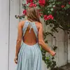 Evening Hollow Out Beach Halter Maxi Pleated Dress Women Boho Sleeveless Backless White Lace Dress Summer sundress Party Dresses ► Photo 2/6