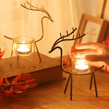 

Nordic Style Candles Holder Home Decoration Iron Candlestick Desktop Vintage Candle Rack Christmas Candlestick Holder Stand