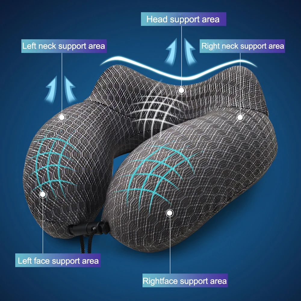 U-образная подушка для шеи с памятью для самолета, портативная надувная подушка для хранения, аксессуары для путешествий, снятие стресса, усталость шейки матки