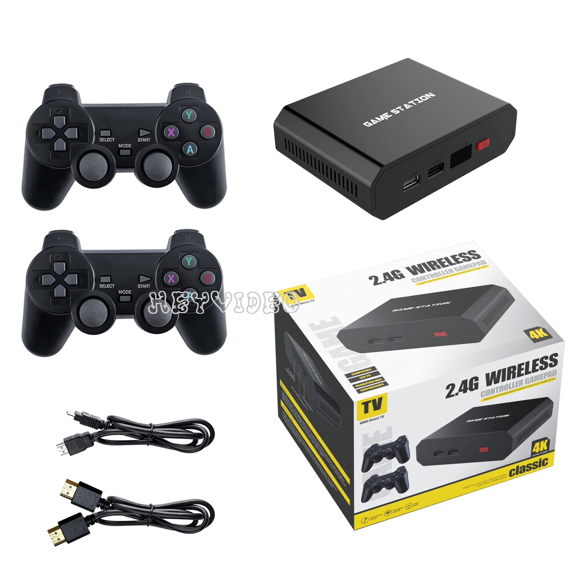 M8 Plus Game Console 4K HD Video Game Consoles with 10000+ Games Video Games Box for PS1/GBA/FC/ Dual Wireless Controllers 
