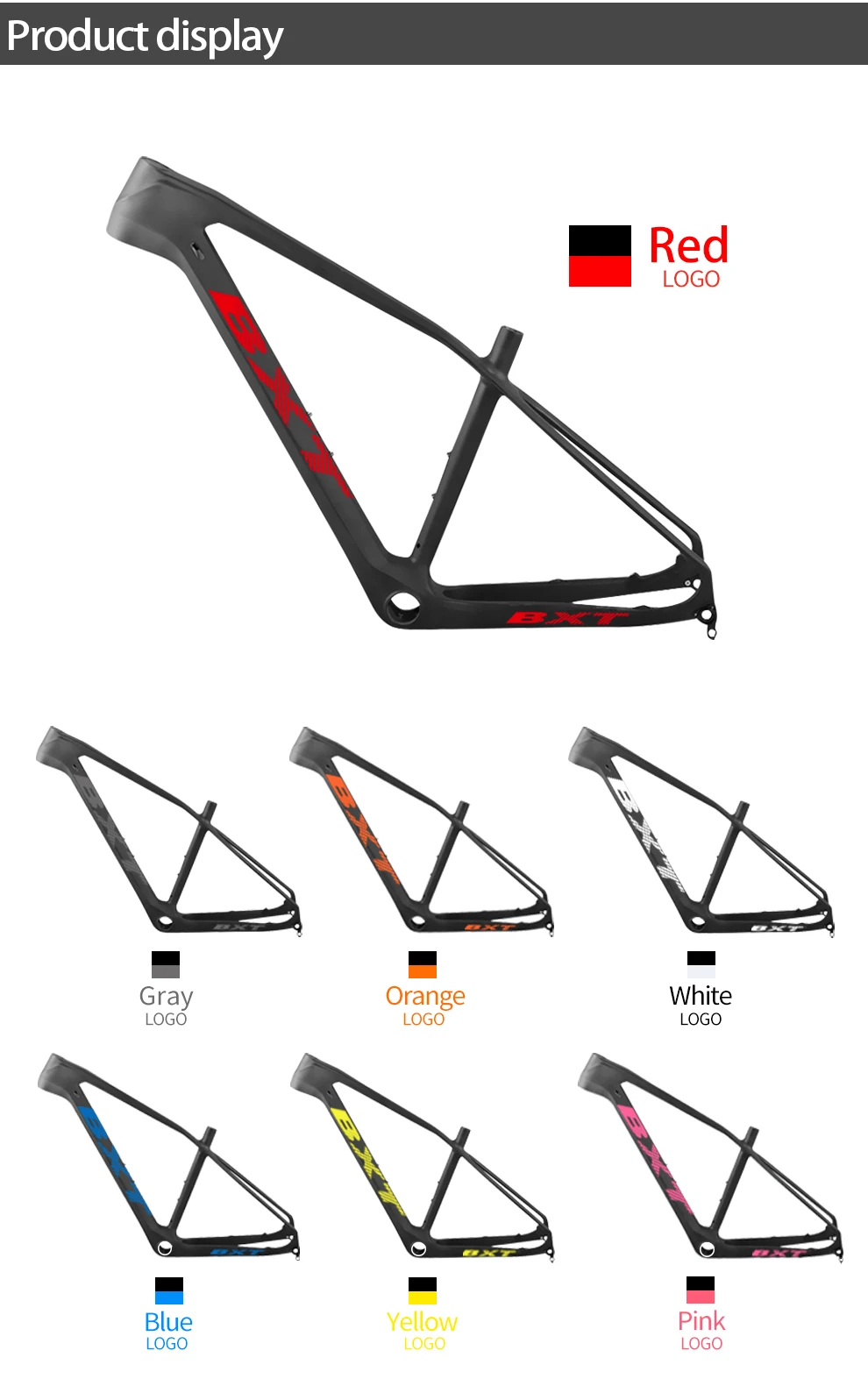 BXT Carbon Fiber Mountain Bike Frame 27.5er Chinese Carbon mtb Bicycle Frame T800 Carbon Frame BSA/PF30 MTB Bicycle Frame