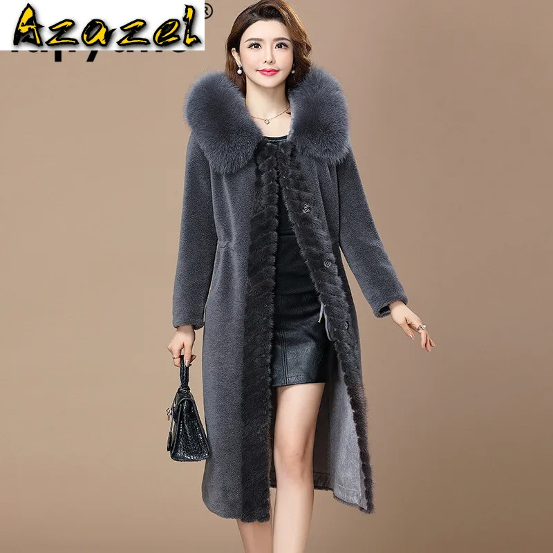 

Mink Fur Real Fur Coat Fox Collar Wool Jacket Autumn Winter Coat Women Clothes 2020 Korean Vintage Sheep Shearling Tops ZT3538