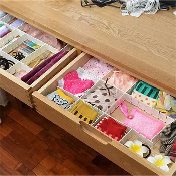 

6Pcs Space-saving DIY Grid Drawer Divider Household Necessities Storage Organizer Plastic Divider For Desk Drawer Closet Tools