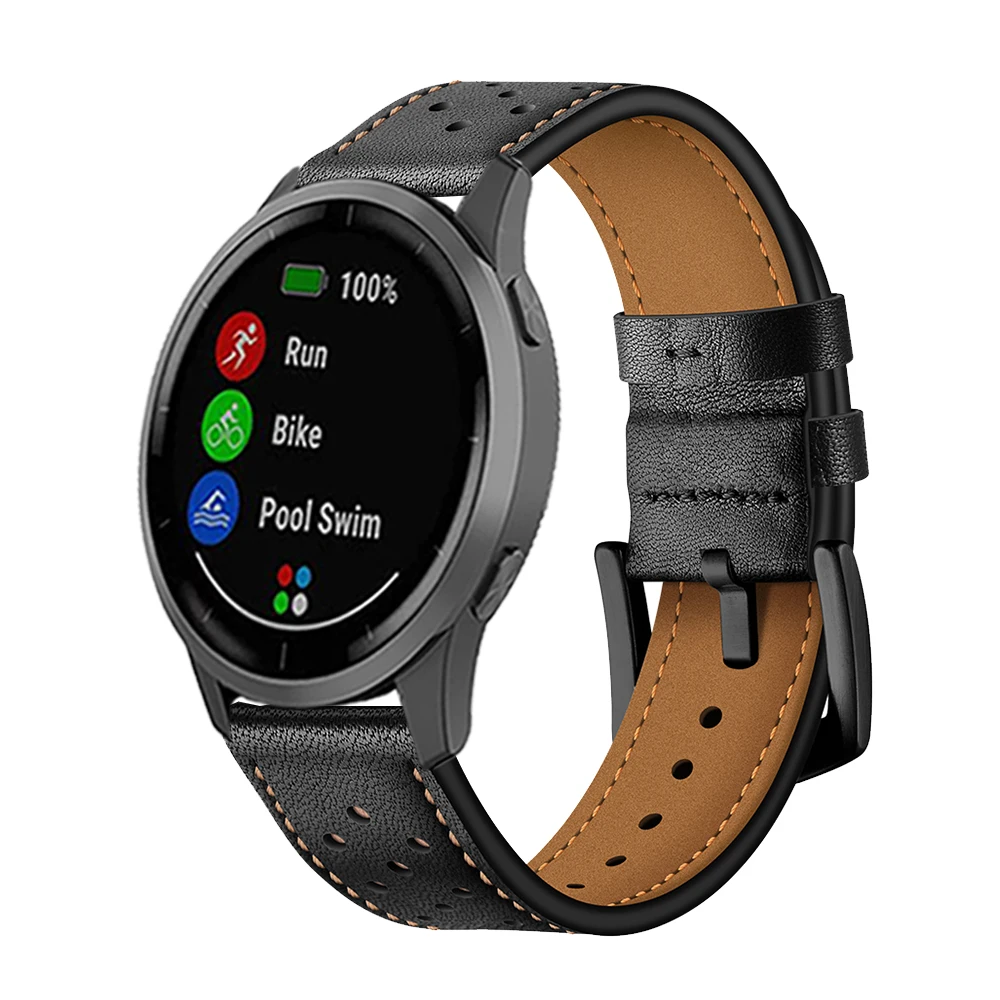 Кожаный ремешок для часов Garmin Vivoactive 4 3 музыкальный ремешок для Garmin Venu/GarminActive/Vivomove HR Watch Correa Quick Release