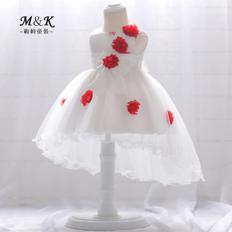 

2019 New Style 0-3 Years Old Baby Tailing a Year of Age Formal Dress Embroidery Babies' Dress Handmade Stereo Flower Dovetail Sk