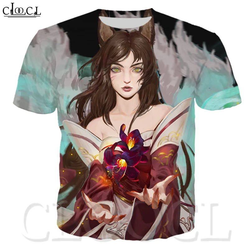 Популярная футболка Ahri для мужчин/женщин Повседневная Футболка Harajuku с 3d принтом