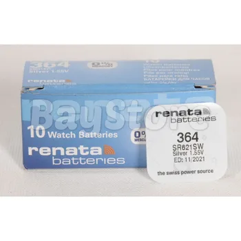 

10 PCS Renata SR621SW 364 1.55V Silver Oxide Button Cell Battery-Made In Switzerland