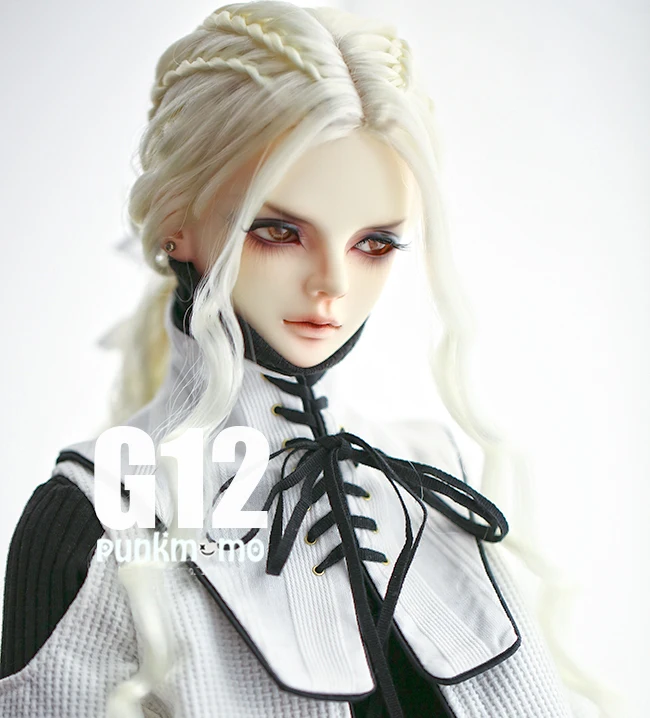 Парик для куклы BJD, белые длинные кудрявые волосы, косичка, парик Daenerys 1/3 MDD UNCLE 21,5-23,5 см, высокое качество, парик из мохера, аксессуары для куклы - Цвет: white