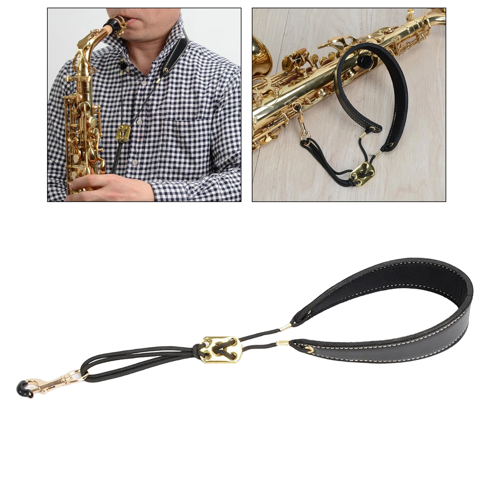 Alto Soprano Saxophone Neck Strap Sax Neckstrap Soft Leather Padded Rubber