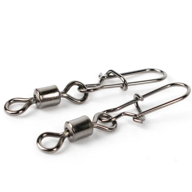 30pcs/lot Fishing Connector Swivels Interlock Pin Snap Rolling Swivel Stainless Steel Snap Fishhook Lure Fishing Accessories 5