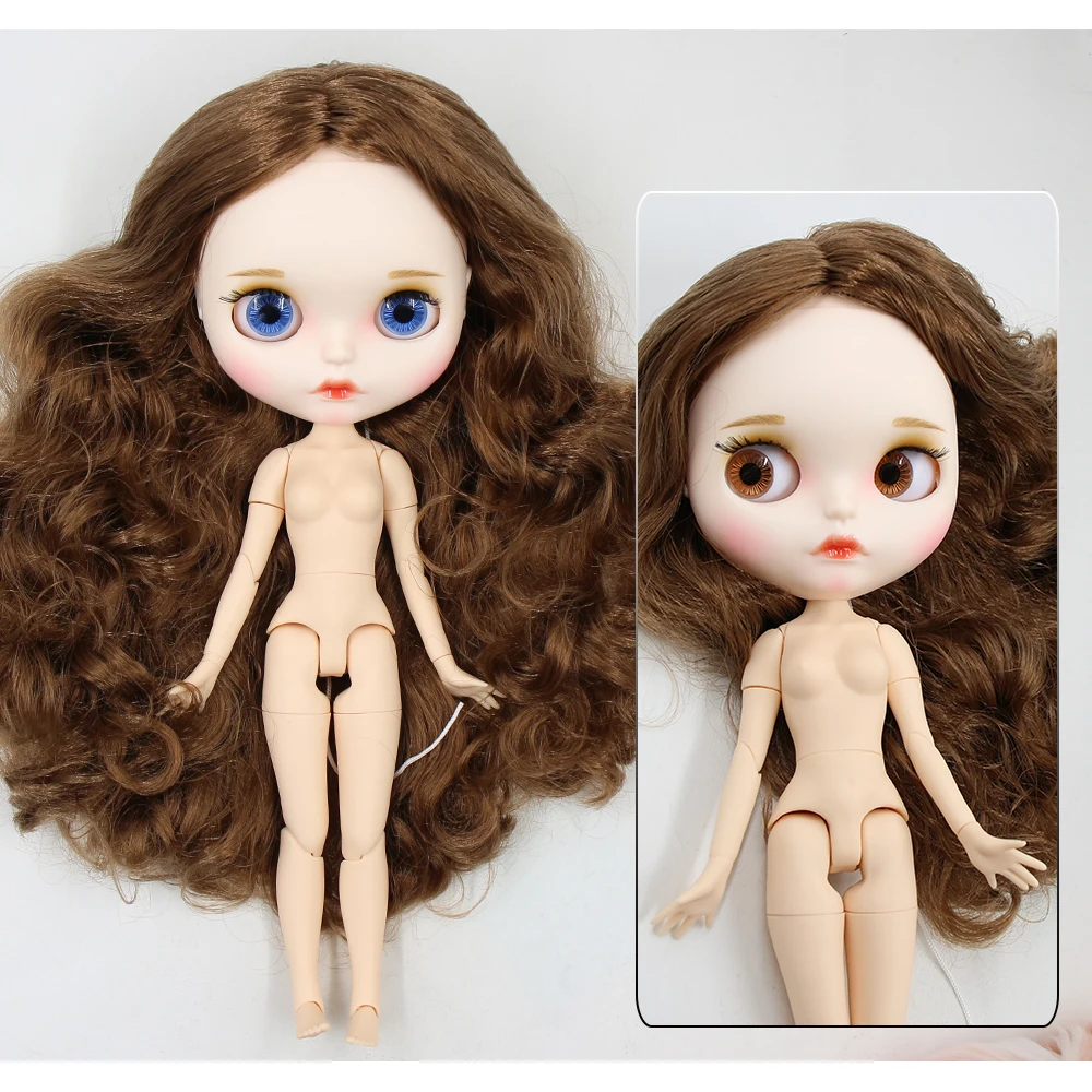 Neo Blythe Doll with Brown Hair, White Skin, Matte Cute Face & Custom Jointed Body 1