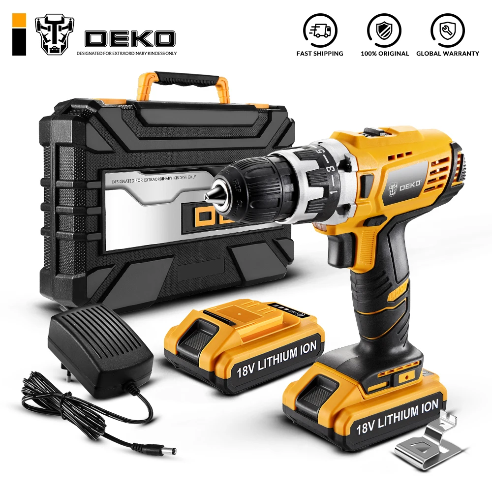 DEKO GCD18DU2 18V 38N.m DC литий ионная батарея 2 скоростная Электрическая аккумуляторная