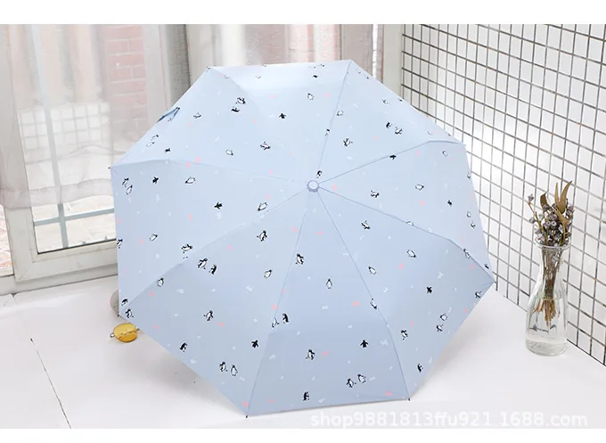 Цветок зонтик Пингвин солнцезащитный зонт для защиты от солнца и дождя женщина три складной зонтик женский Автоматический принцесса зонтик подарок