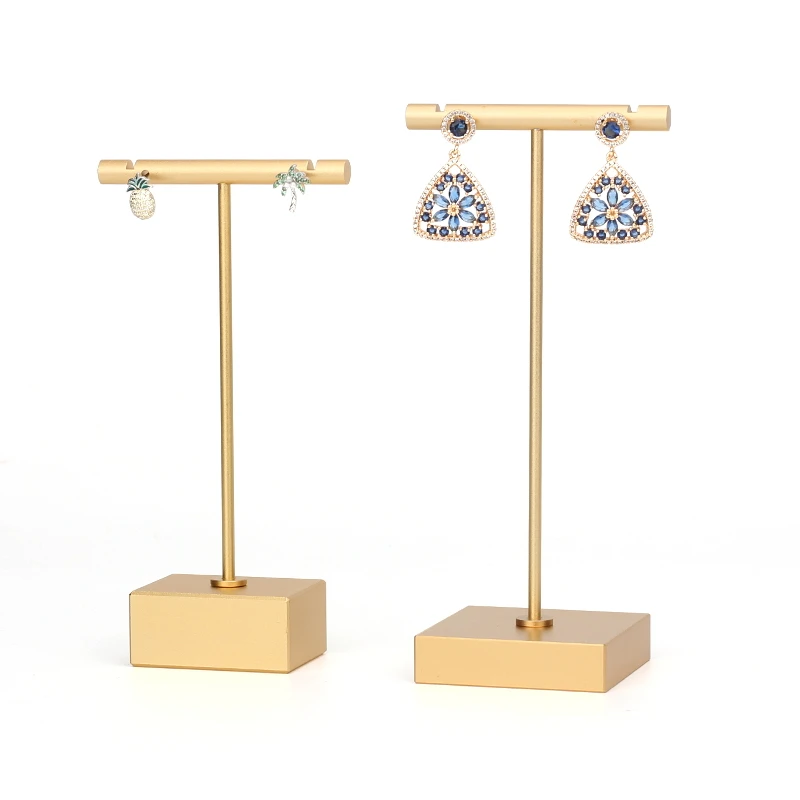 

New Earring Holder Gold Metal T-shaped Jewelry Tray Bracket Chassis Removed Convenient Storage Portable Easy To Install