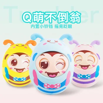 

Tumbler baby teether soft ear molars built-in bells soothe early education blinking hands hand-operated bee toys