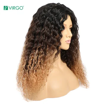 

1B/4/27 Ombre Color Short Curly Human Hair Wigs With Baby Hair Brazilian Wig 150 Density Remy Water Wave Full Machine Wig