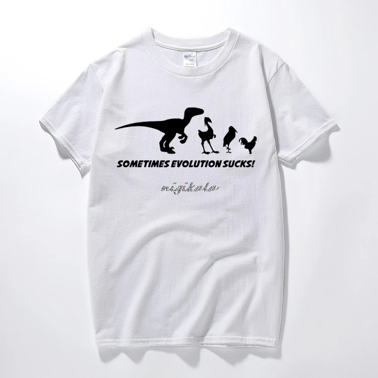 

Evolution Sucks t shirt Funny t-shirt Darwin retro Dinosaur birds comic Summer top tshirt Casual camisetas hombre