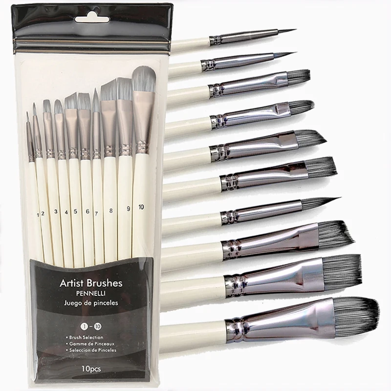 

10pcs Artist Paint Brushes Set for Acrylic Oil Watercolor Gouache Paint, Art Face and Body Professional Miniature Painging Kit