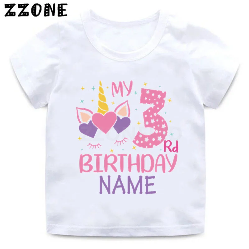 Customised Girls T Shirt Pink Unicorn Toddler Kids Unique Summer Girls AS202 