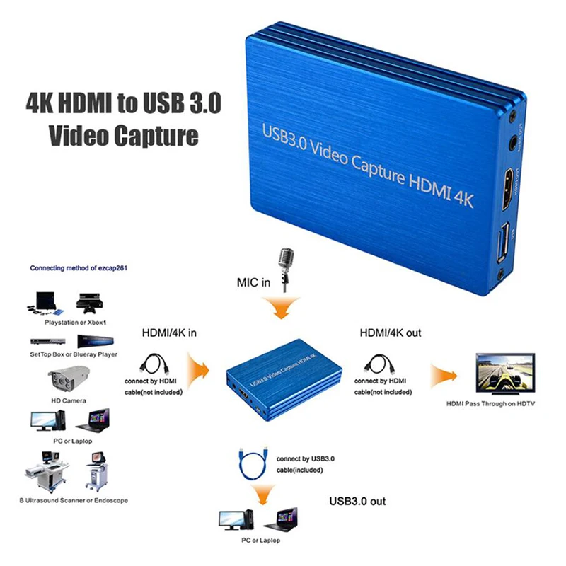 Высококачественная Карта видеозахвата 4K/60Hz 4K x 2K HD MI к USB 3 0 рекордер для камеры Live