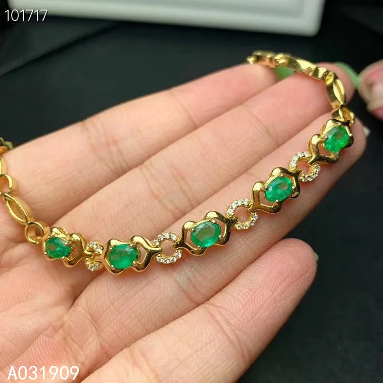 Женский браслет с изумрудом KJJEAXCMY boutique jewelry инкрустированный натуральным