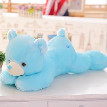 

50cm Cute Software Lying Bear Plush Toys Colorful LED Light Doll Sleep Pillow Plush Toys