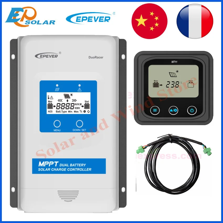 EPEVER New Dual Battery MPPT Solar Controller 10A 20A 30A DuoRacer Battery solar charger Regulator DR2210N-DDS DR3210N-DDS 1206N