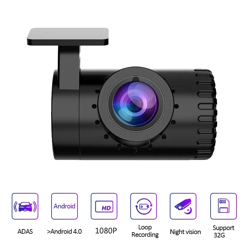 1080P HD автомобильная видеокамера ночного видения видеорегистратор Android USB 170 °