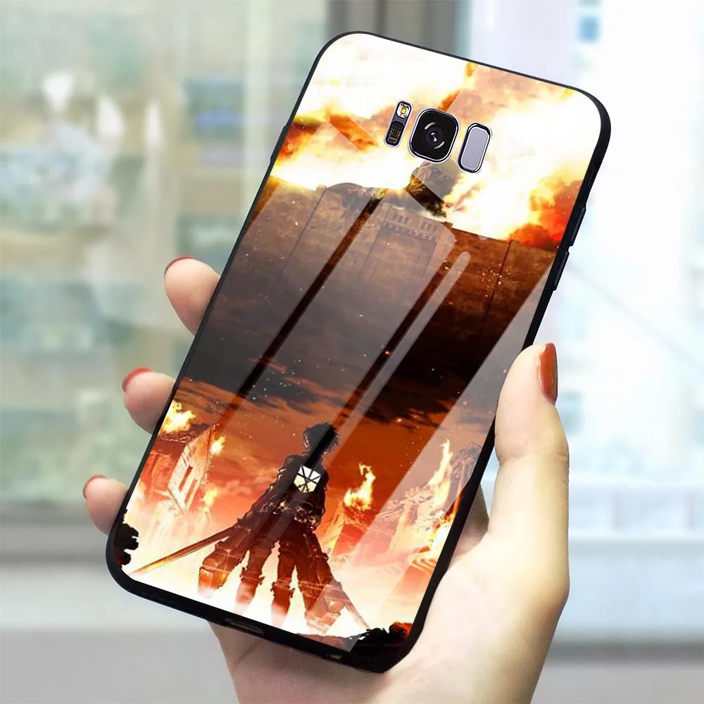 

Slim Attack On Titan Anime Glass Phone Cover for Samsung Galaxy A10 Case A70 A60 M40 A50 A40 A20 A30 A10 S7 Edge S8 S9 Plus S10