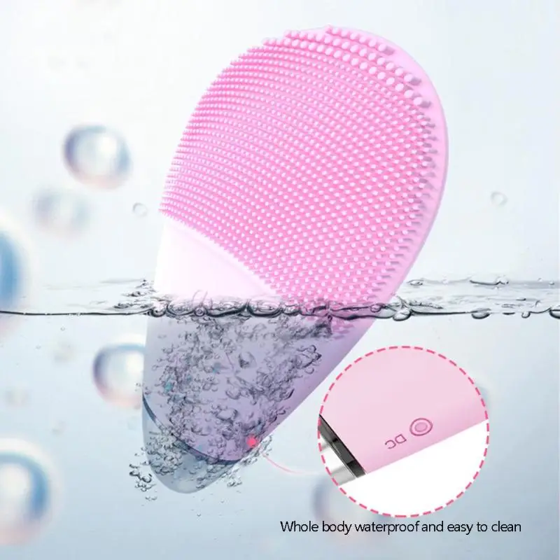 2 in 1 Waterproof USB Ultrasonic Vibration Silicone Facial Cleaner Brush