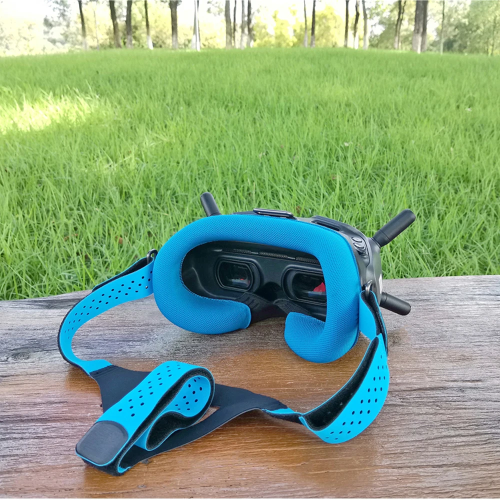 Vue d'ensemble du kit de rembourrage mousse et sangle de tête pour lunettes FPV, confort optimal et anti-fuite de lumière