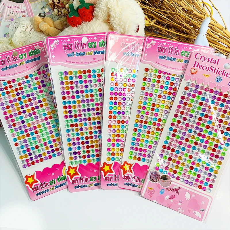 

260pcs 6mm Grain Stickers Diamond Crystal Stickers DIY for Phone Face Car Toy Decorative Sparkling Children Girl
