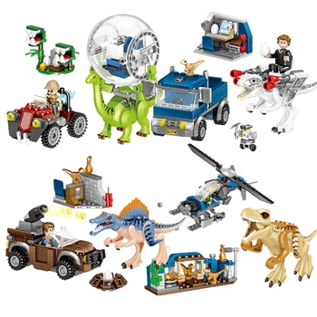 

Dinosaurs T Rex Tracker Model Building Kits Blocks White Indominus Dino Jurassic World Sets Breakout Bricks Toys Model Gift