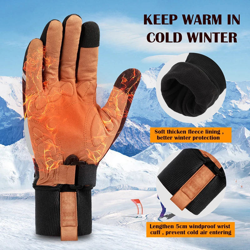Waterproof Ski Gloves Thermal Touch Screen Ski Gloves - Windproof For Snowboarding, Motorcycle, Winter Sports Freezer Gloves For Working In Freezer - Foto 12