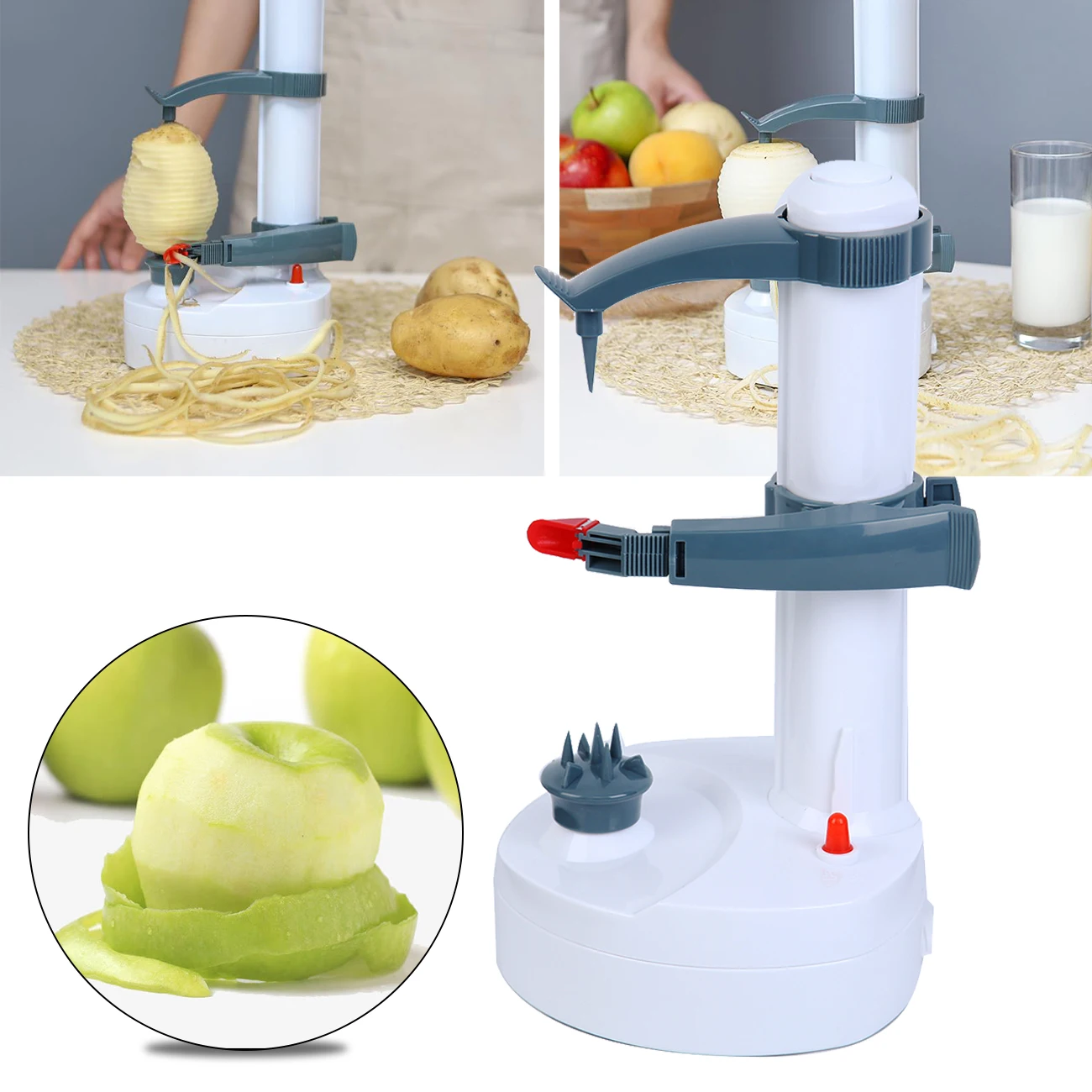 

Honhill Multifunction Electric Peeler For Fruit Vegetables Automatic Stainless Steel Apple Peeler Kitchen Potato Cutter Machine