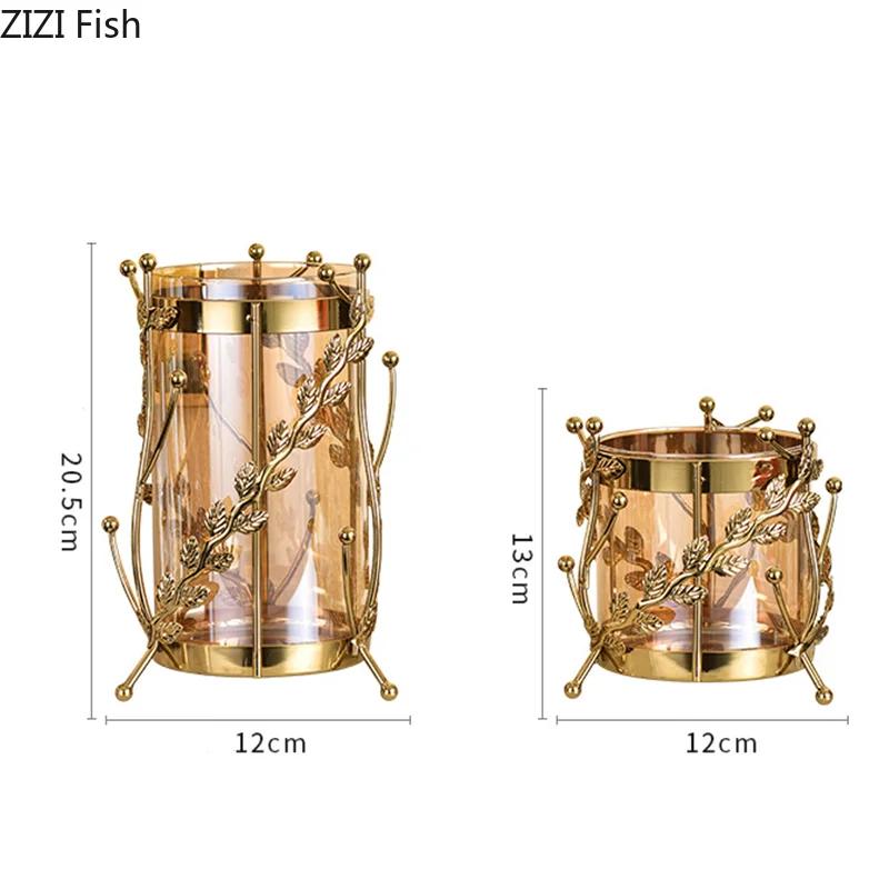 Golden hollow metal frame Glass Flower vase 5 Golden hollow metal frame Glass Flower vase 5