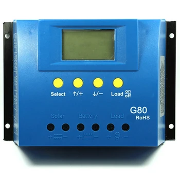 

G80 Solar Controller 60A 12V/24V Backlight LCD Display PWM Solar Panel Regulator with Load Light and Timer Controller