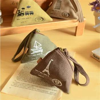 

Coin Purse Train Creative Wallet Canvas Retro Zongzi Triangle Coin Purse Headphone Package Included Package Pouch 2020 New