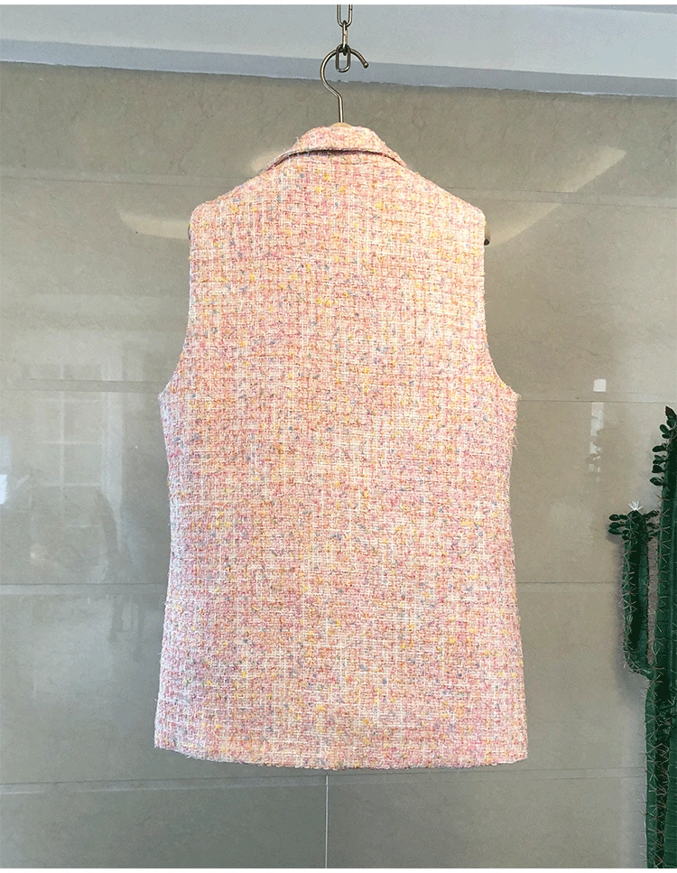 Женский осенний костюм без рукавов с жемчужинами и пуговицами Roupa Feminina Inverno шерстяная куртка Chalecos Para Mujer Twotwinstyle N9645