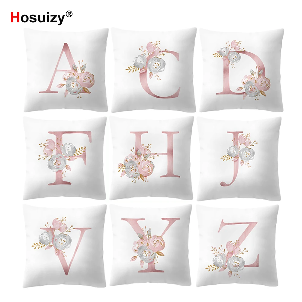 

Hosuizy Sofa Cushion Cover 45x45cm Alphabet Letters Polyester Peach Skin Fabric White Pink Nordic Home Decor Throw Pillow Covers