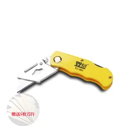 Faca de arte dobrável, cabo de plástico em aço e aço inoxidável com 5 lâminas de aço de alto carbono 0.5*18*48mm