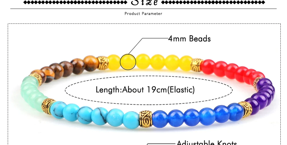 4mm Mini Beads Bracelets Reiki 7 Chakra Healing Balance Bracelet for Women Men Natural Stone Yoga Handmade Bangles femme Jewelry