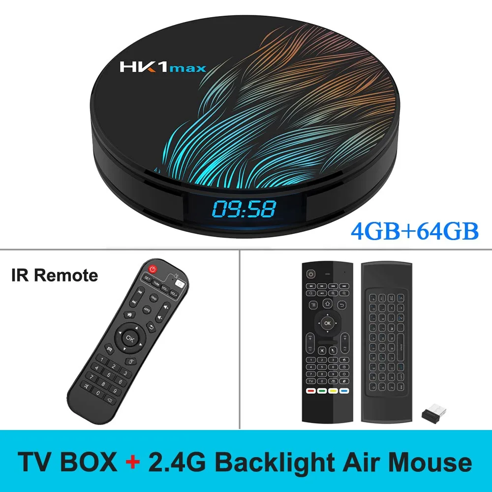Smart tv Box Android 9,0 4 Гб+ 32 ГБ/64 Гб UHD 4K медиаплеер RK3328 четырехъядерный VP9 H.265 2,4G/5G WiFi BT4.0 HK1max телеприставка - Цвет: 64GB Air Mouse